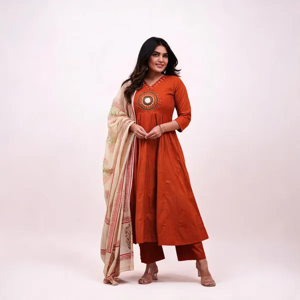 Rust_Aura_Embroidered_Kurti_Pant_Set_With_Dupatta