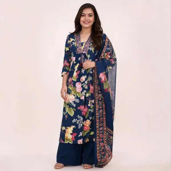 Floral_Printed_Cotton_Kurta_Pant_Set_With_Mulmul_Dupatta_For_Women_Premium_Ethnic_Wear