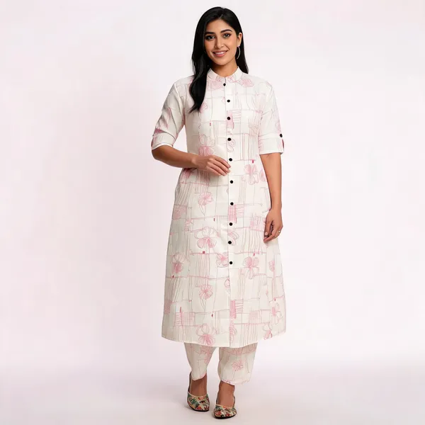 Blush_Sketch_Floral_Cotton_Kurti_Pant_Set