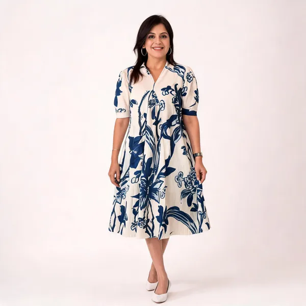 Azure_Bloom_Hand_Block_Inspired_Indo_Western_Dress
