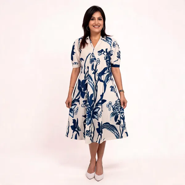 Azure_Bloom_Hand_Block_Inspired_Indo_Western_Dress
