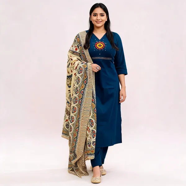 Dhabu_Cotton_Kurta_Pant_Set_With_Kutch_Embroidery_Mirror_Work_Printed_Dupatta_For_Women