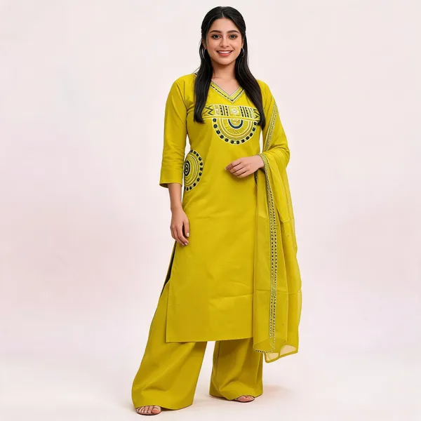 Rust_Royale_Embroidered_Cotton_Kurti_Pant_Dupatta_Set
