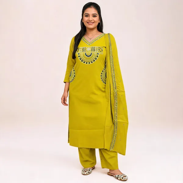 Rust_Royale_Embroidered_Cotton_Kurti_Pant_Dupatta_Set
