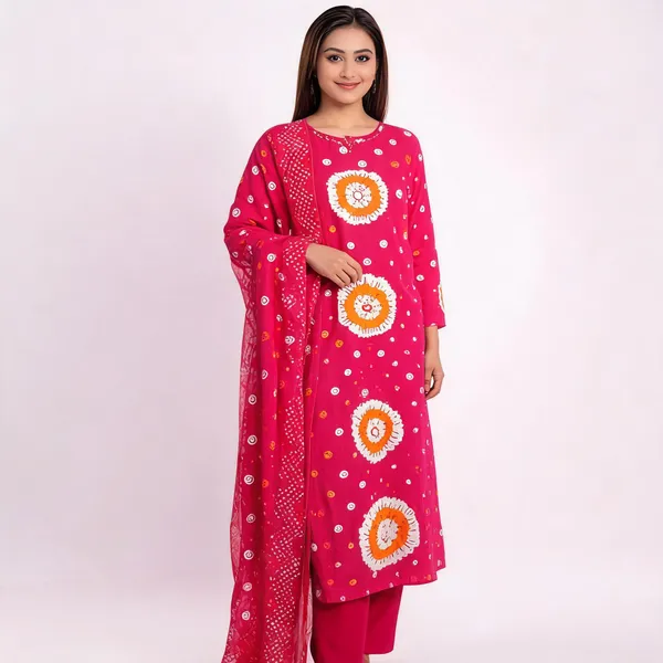 Rangriti_Pure_Cotton_Discharge_Print_Kurti_Pant_Set_With_Dupatta