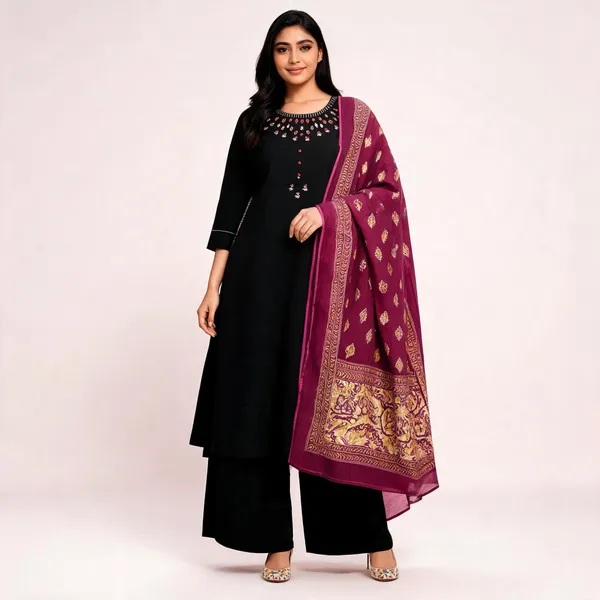 Black_Emblem_Embroidered_Cotton_Kurti_Set_With_Dupatta