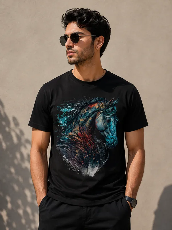 Black_Graphic_Digital_Print_Crew_Neck_T-Shirt_For_Men