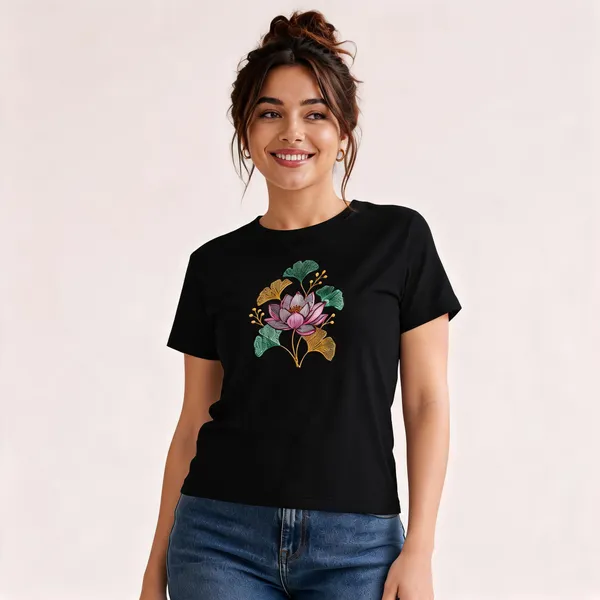 Black_Cotton_Regular_Fit_Embroidered_T-Shirt_For_Women