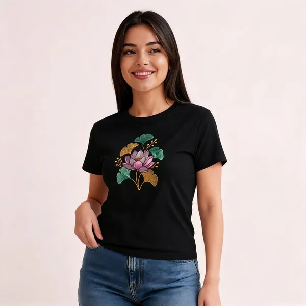 Black_Cotton_Regular_Fit_Embroidered_T-Shirt_For_Women