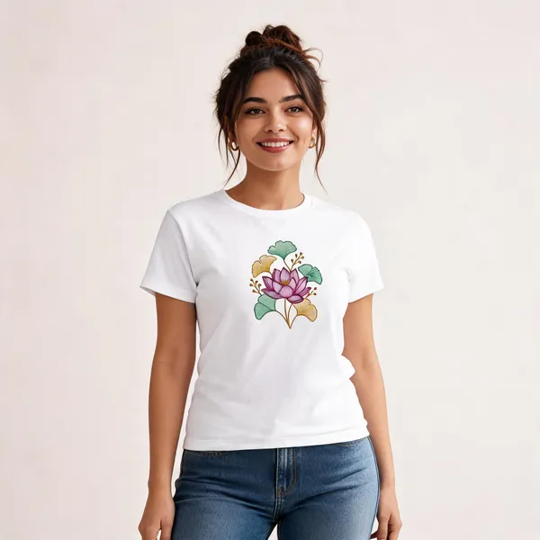 White_Cotton_Regular_Fit_Floral_Print_Embroidered_T-Shirt_For_Women