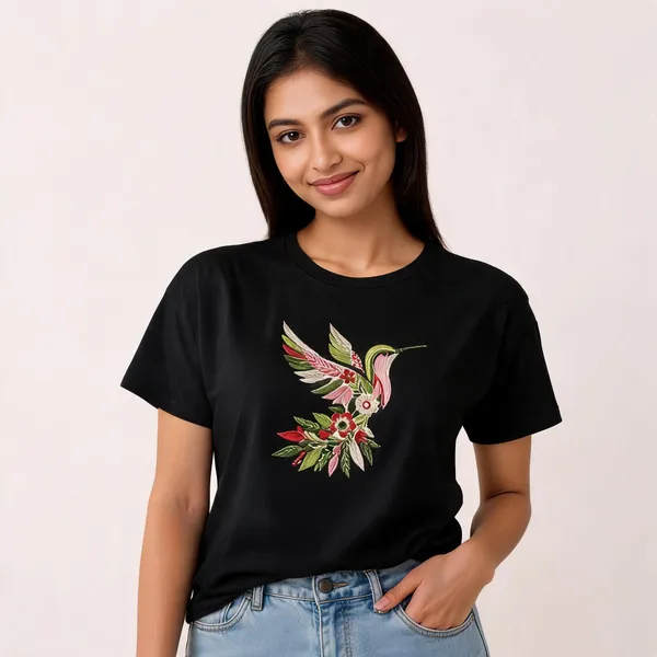 Black_Cotton_Regular_Fit_Embroidered_T-Shirt_For_Women