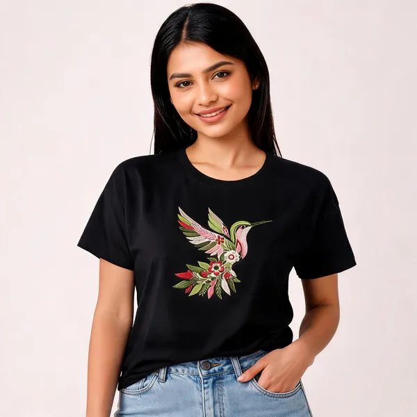 Black_Cotton_Regular_Fit_Embroidered_T-Shirt_For_Women
