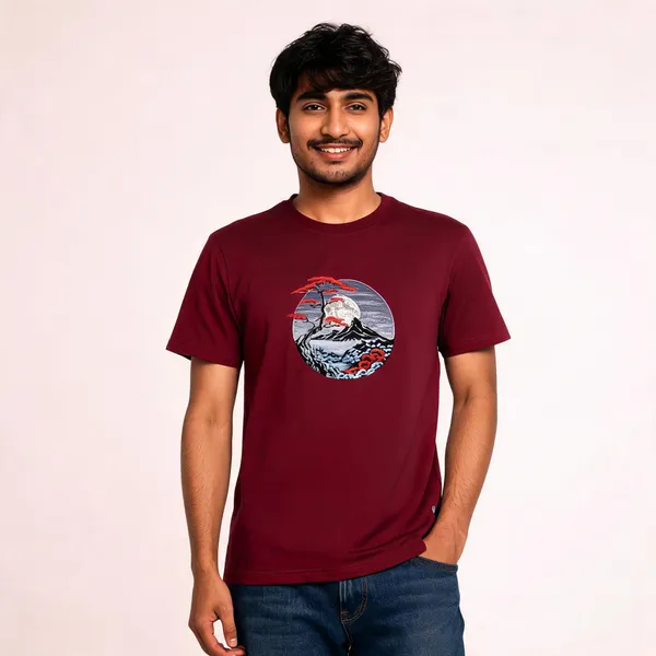 Maroon_Cotton_Regular_Fit_Graphic_Digital_Print_Embroidered_T-Shirt_For_Men