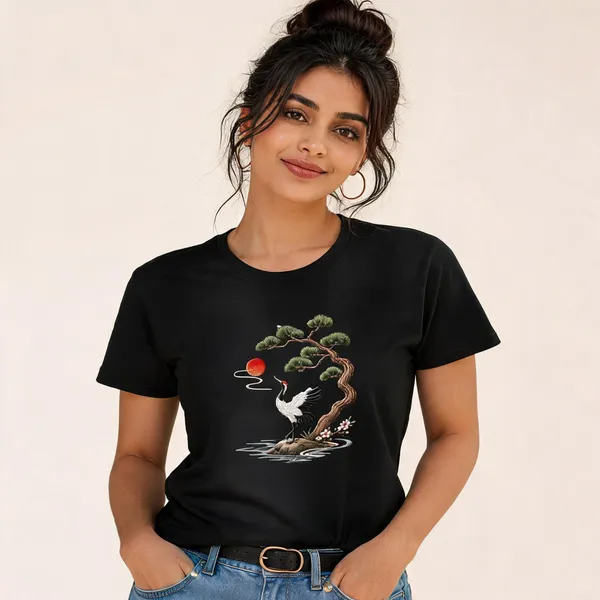 Black_Cotton_Regular_Fit_Embroidered_T-Shirt_For_Women