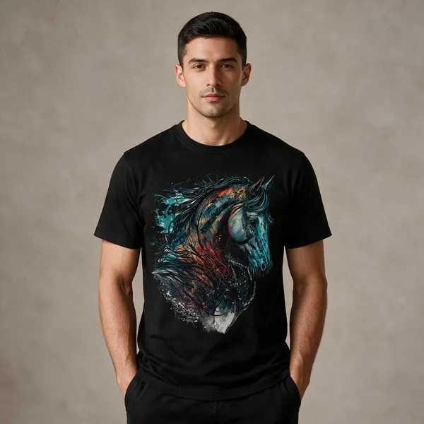 Black_Graphic_Digital_Print_Crew_Neck_T-Shirt_For_Men