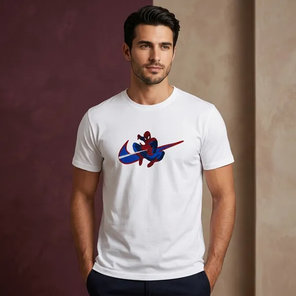 White_Cotton_Regular_Fit_Spider-Man_Graphic_Digital_Print_Embroidered_T-Shirt_For_Men