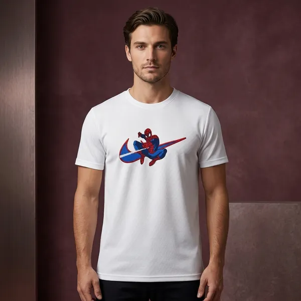 White_Cotton_Regular_Fit_Spider-Man_Graphic_Digital_Print_Embroidered_T-Shirt_For_Men