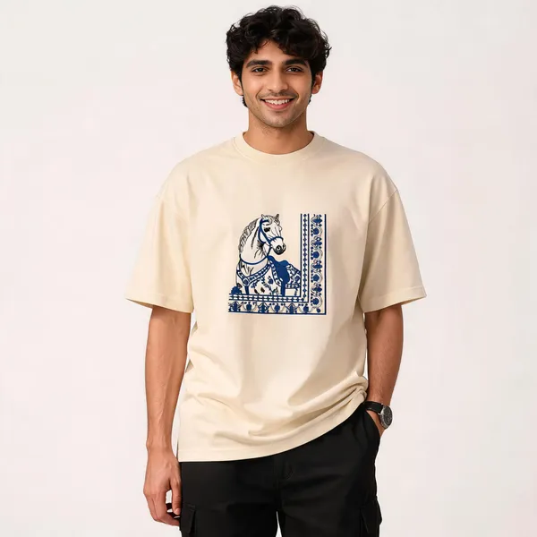 Cream_Cotton_Regular_Fit_Embroidered_T-Shirt_For_Men