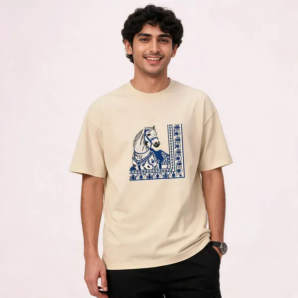 Cream_Cotton_Regular_Fit_Embroidered_T-Shirt_For_Men