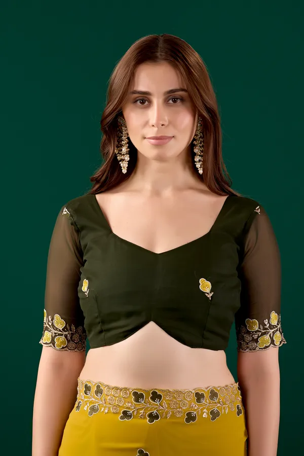 Yellow_Floral_Border_Saree_With_Blouse_For_Women