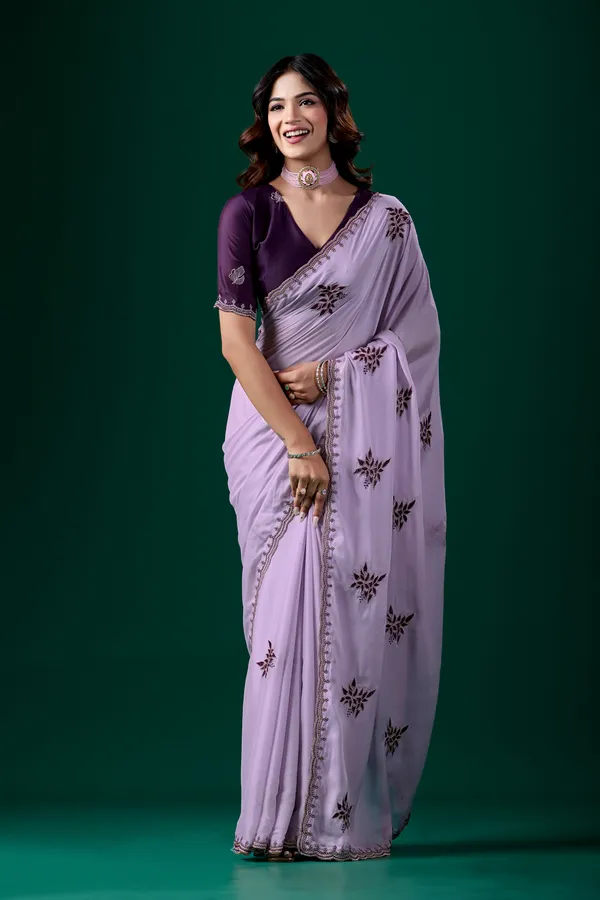 Lavender_Floral_Print_Saree_For_Women