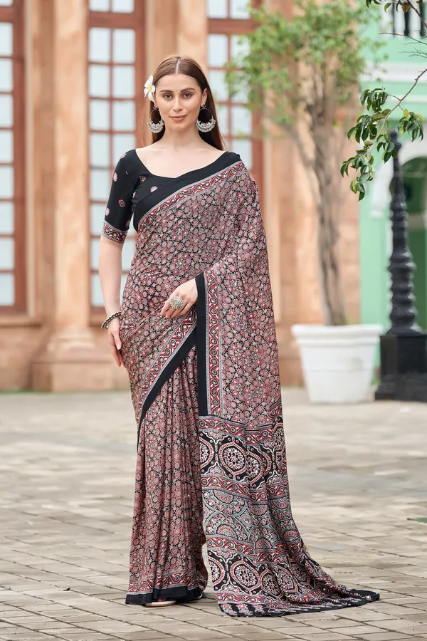 Black_Ajrak_Floral_Geometric_Printed_Saree_For_Women
