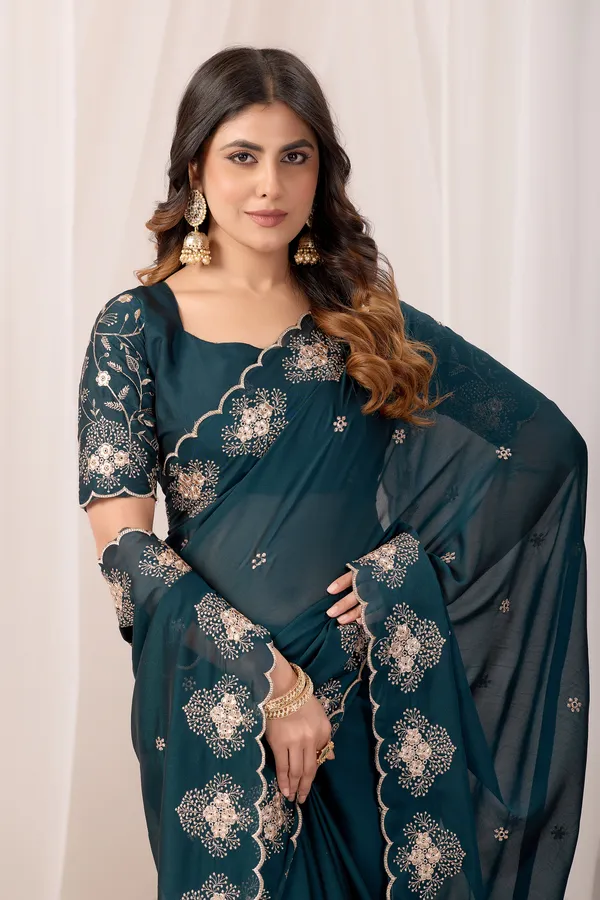 Teal_Georgette_Embroidered_Saree_for_Women
