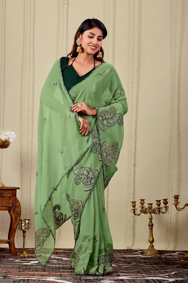 Green_Chiffon_Embellished_Saree_For_Women