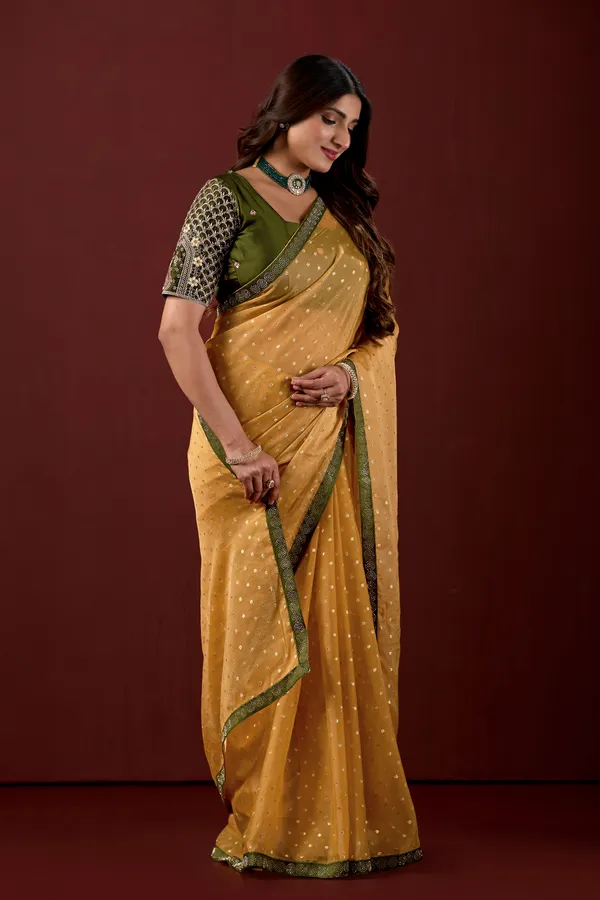 Mustard_Embellished_Saree_With_Blouse_For_Women