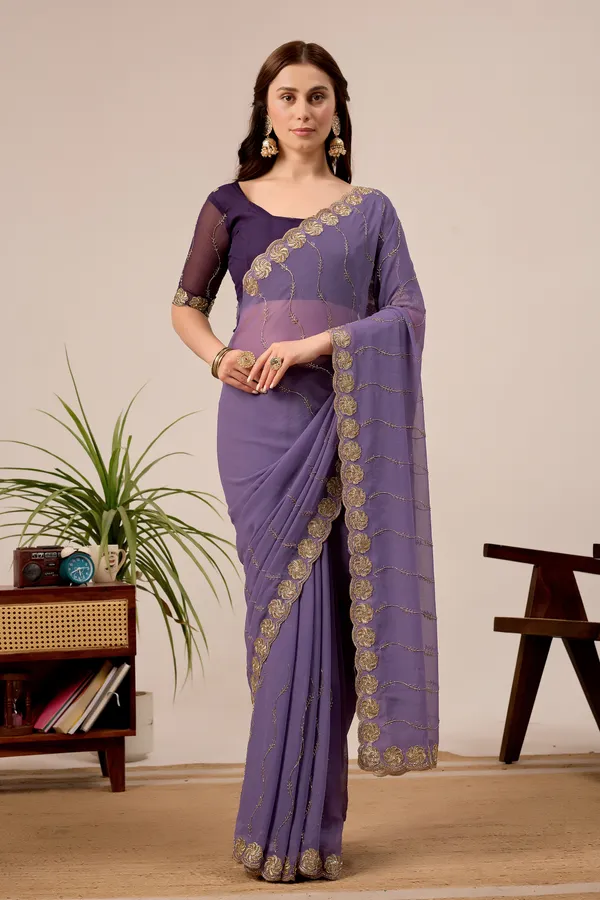 Purple_Georgette_Embroidered_Scallop_Border_Saree_For_Women