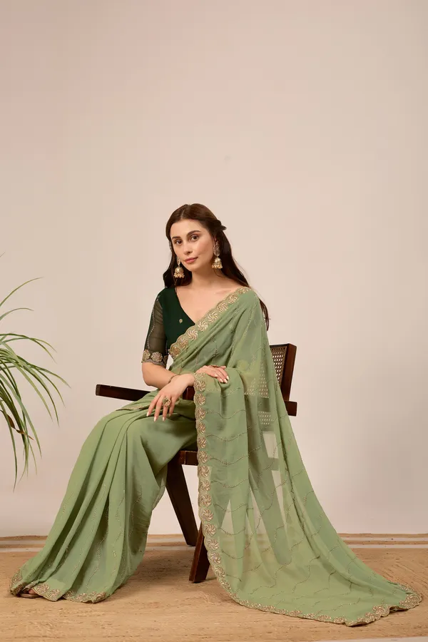 Sage_Green_Embroidered_Saree_For_Women