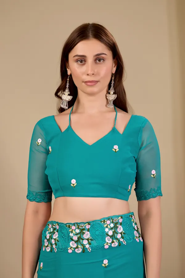 Teal_Georgette_Embroidered_Saree_for_Women
