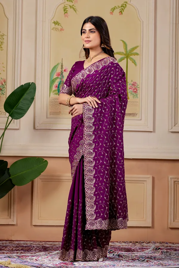 Purple_Embroidered_Saree_For_Women