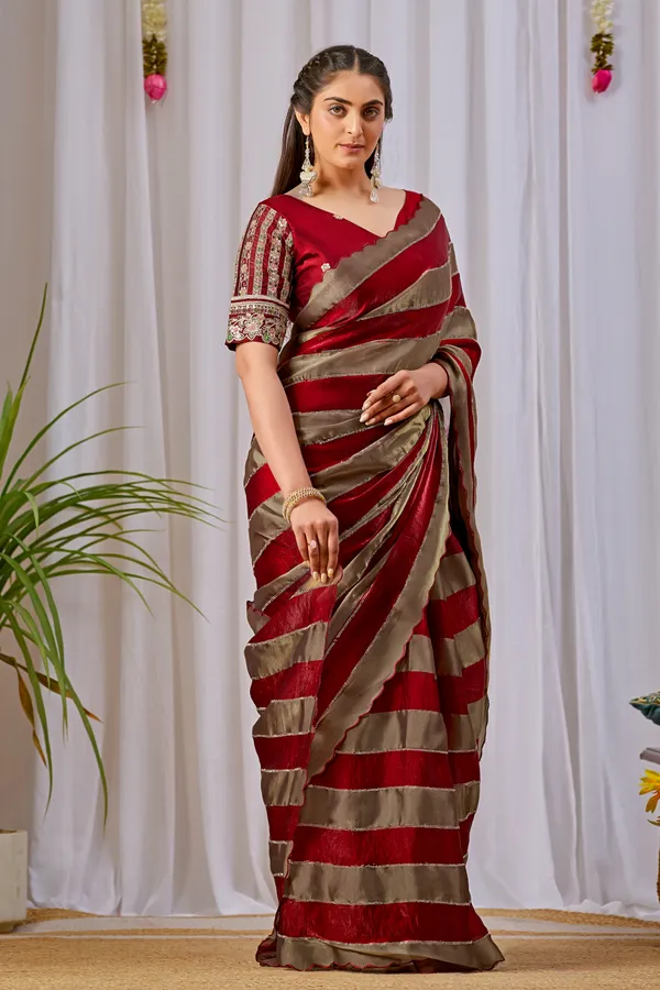 Red_Gold_Striped_Saree_For_Women