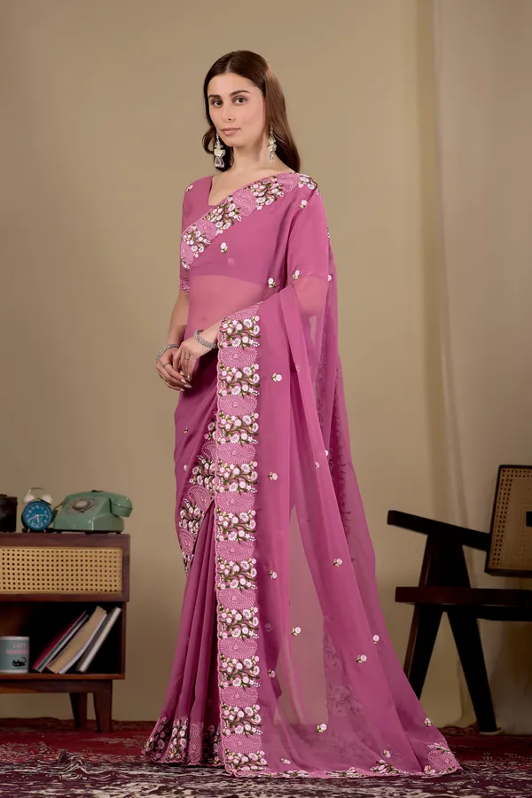 Pink_Floral_Embroidered_Saree_For_Women