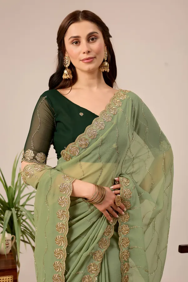 Sage_Green_Embroidered_Saree_For_Women