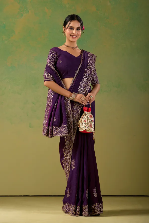 Purple_Chiffon_Floral_Embroidered_Saree_For_Women