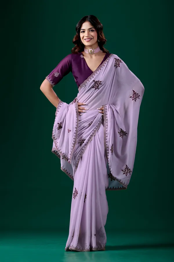 Lavender_Floral_Print_Saree_For_Women