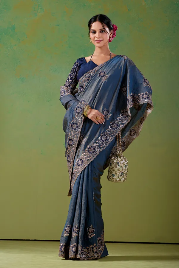 Blue_Embroidered_Saree_For_Women