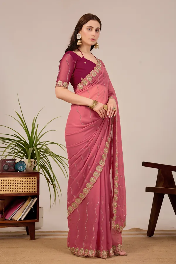 Pink_Georgette_Embellished_Saree_for_Women