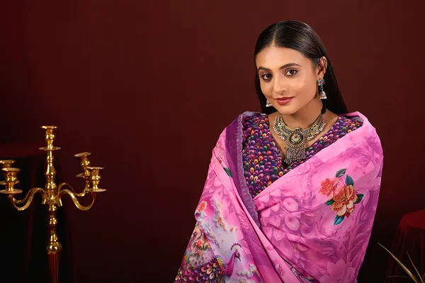Purple_Printed_Saree_With_Blouse_For_Women