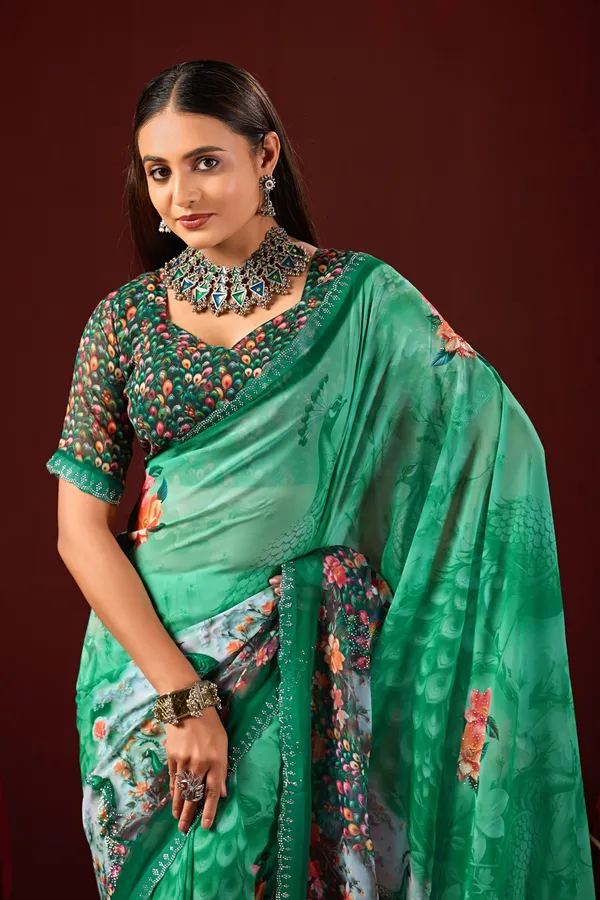 Green_Printed_Saree_for_Women