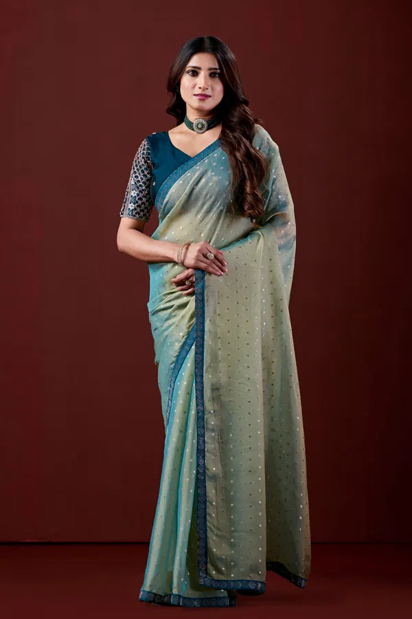 Teal_Georgette_Embellished_Saree_For_Women