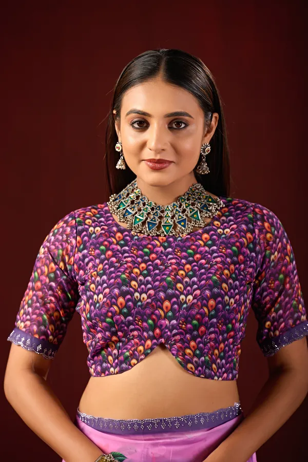 Purple_Printed_Saree_With_Blouse_For_Women