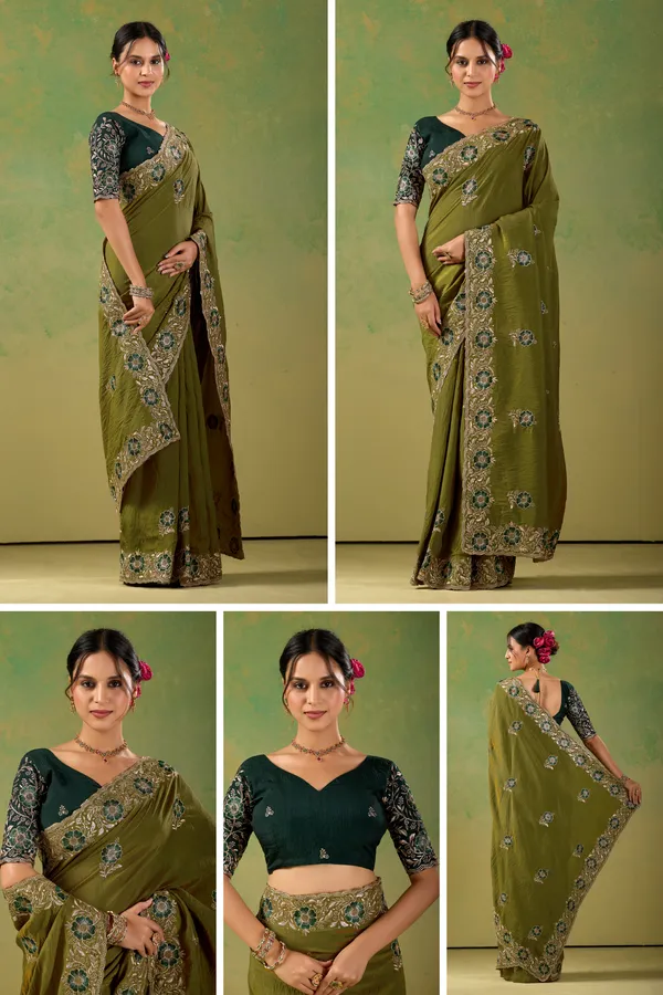 Olive_Green_Embroidered_Saree_For_Women