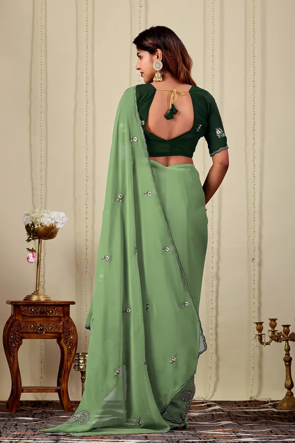 Green_Chiffon_Embellished_Saree_For_Women