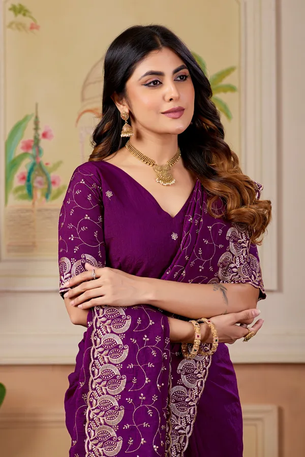 Purple_Embroidered_Saree_For_Women