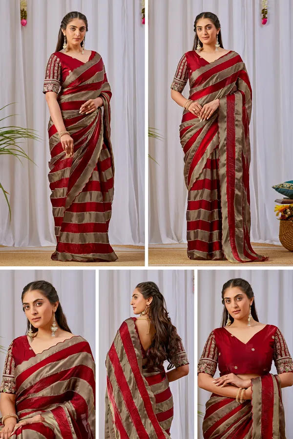 Red_Gold_Striped_Saree_For_Women