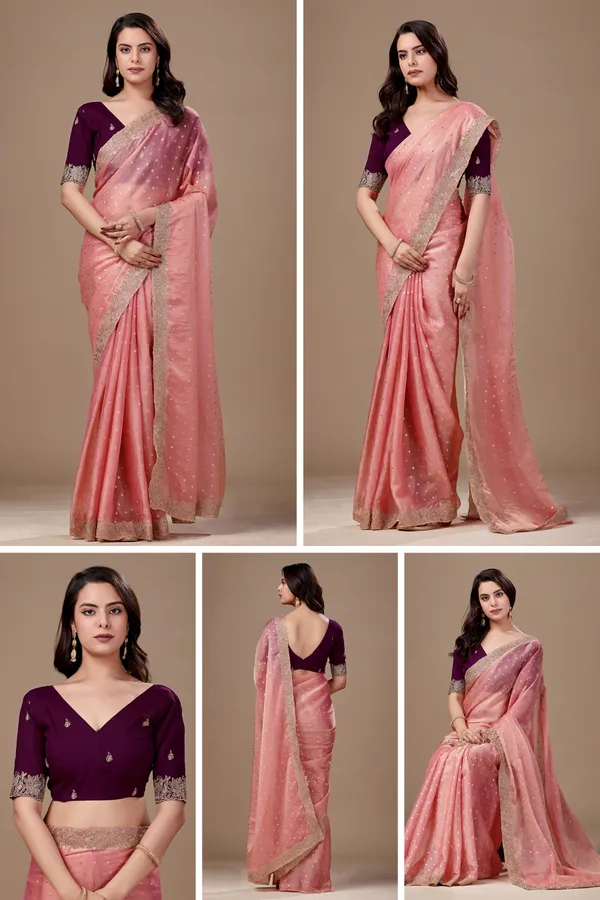 Pink_Chiffon_Dotted_Embellished_Gold_Border_Saree_For_Women