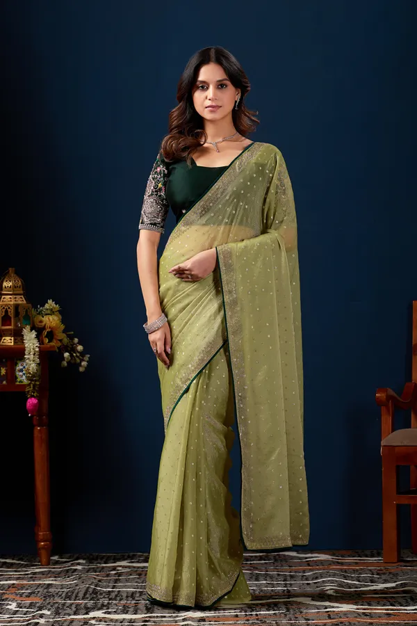 Olive_Green_Embroidered_Saree_For_Women